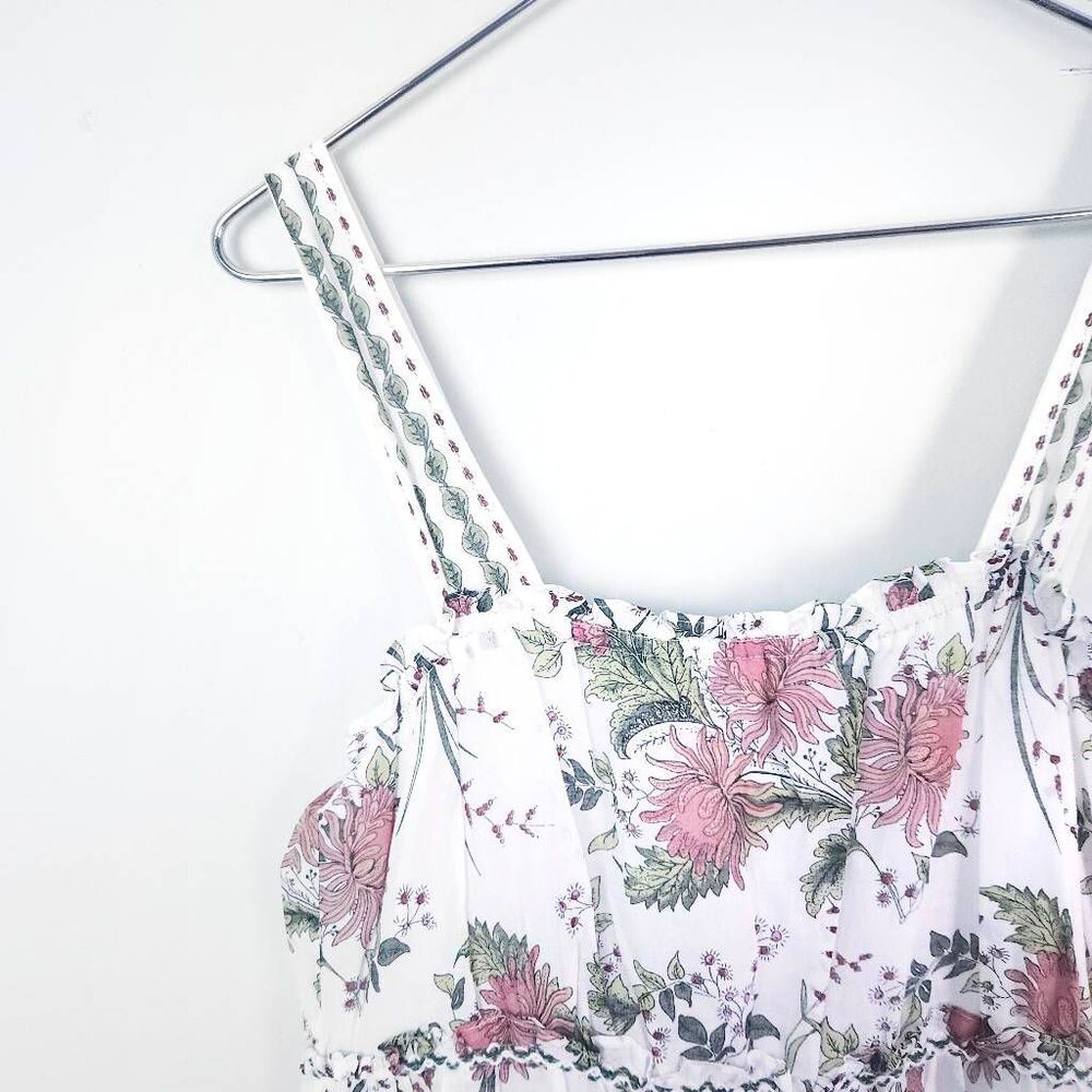 MAX STUDIO NWT White & Pink Floral Botanical Boho Tiered Maxi Dress X-Large - Picture 5 of 10